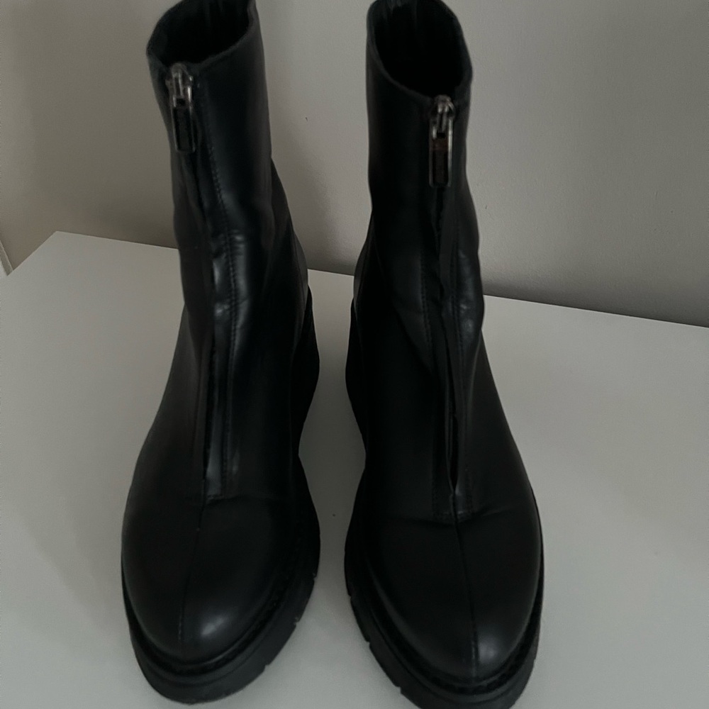 La Canadienne Gale Zip Up Black Platform Winter Ankle Boots 9.5 - Picture 4 of 9